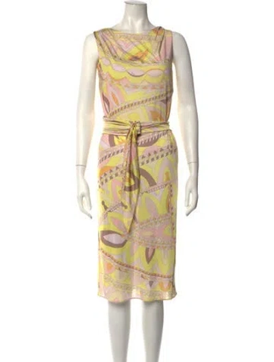 Pre-owned Pucci Patterned Midi Length Dress In Yellow