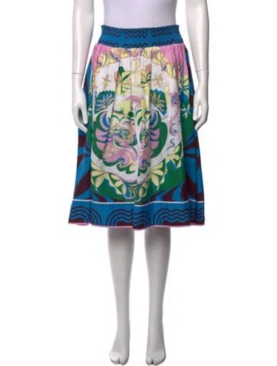 Pre-owned Pucci Patterned Midi Length Skirt In Blue