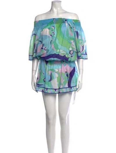Pre-owned Pucci Patterned Mini Dress In Blue