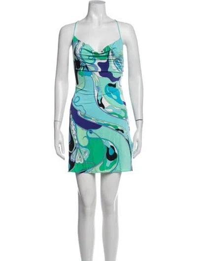 Pre-owned Pucci Patterned Mini Dress In Blue