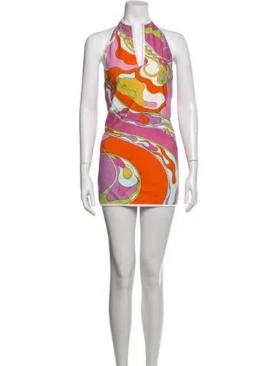 Pre-owned Pucci Patterned Mini Dress In White