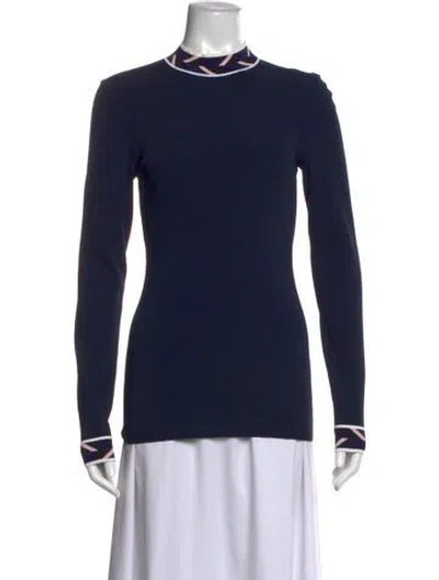 Pre-owned Pucci Patterned Mock Neck Top In Blue