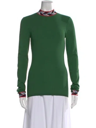 Pre-owned Pucci Patterned Mock Neck Top In Green