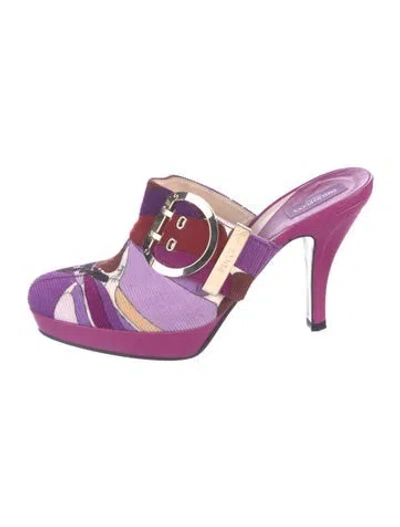 Pre-owned Pucci Patterned Mules In Purple