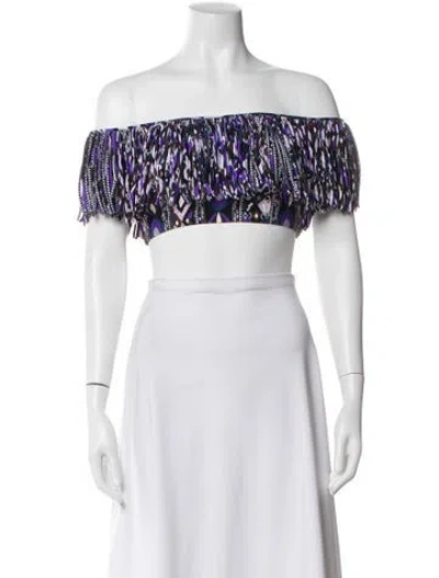 Pre-owned Pucci Patterned Off-the-shoulder Crop Top In White