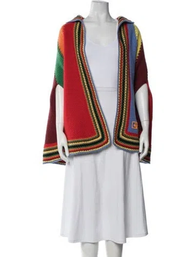 Pre-owned Pucci Patterned Open Front Sweater In Red