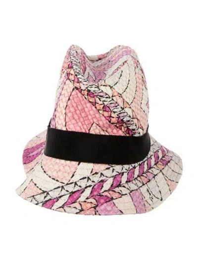 Pre-owned Pucci Patterned Panama Hat In Pink