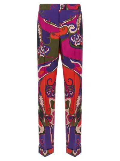 Pucci Patterned Pants Multicolor In Blue