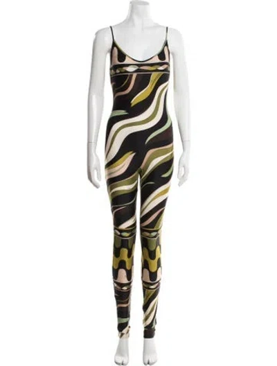 Pre-owned Pucci Patterned Scoop Neck Jumpsuit In Green