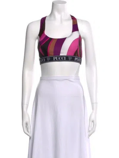 Pre-owned Pucci Patterned Scoop Neck Sports Bra W/ Tags In White