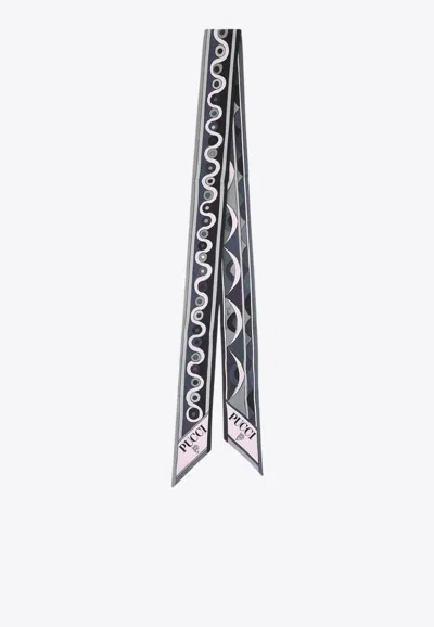 Pucci Patterned Silk Bandeau With Logo-print In Black
