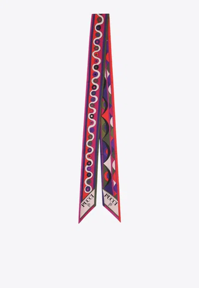 Pucci Patterned Silk Bandeau With Logo-print In Multi