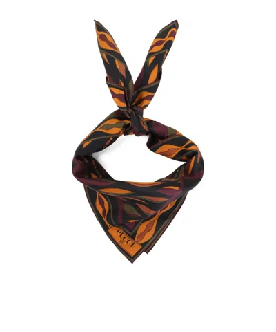 Pucci Patterned Silk Scarf In Bordeaux Gold