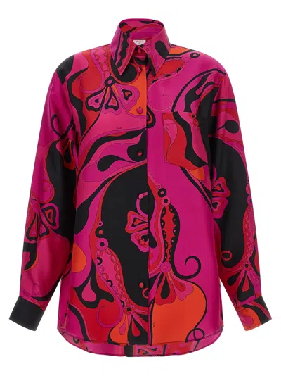 Pucci Patterned Silk Shirt Shirt And Blouse Fuchsia In Red