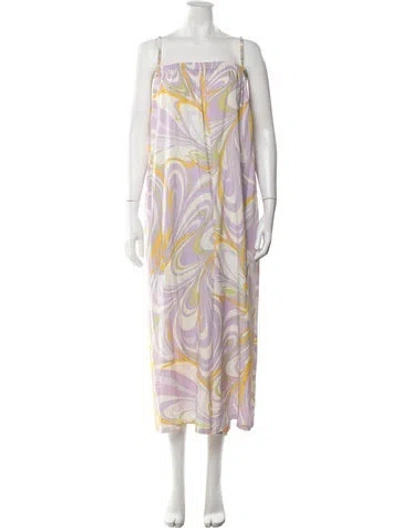 Pre-owned Pucci Patterned Square Neckline Jumpsuit In Purple