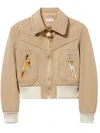Pucci Patterned-trim Cotton Bomber Jacket In Neutrals