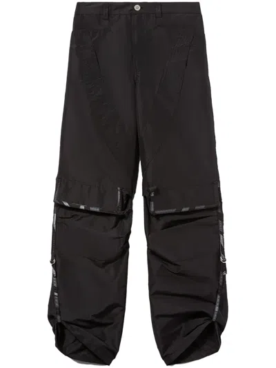 Pucci Patterned-trim Taffeta Cargo Trousers In Black