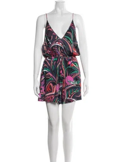 Pre-owned Pucci Patterned V-neck Romper In White