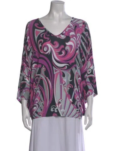 Pre-owned Pucci Patterned V-neck Top In Multi
