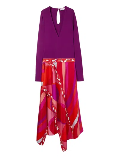 Pucci Pesci Print Asymmetric Dress In Purple