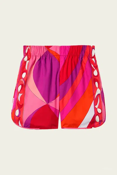 Pucci Pesci-print Cotton Short In Corallo Fuxia In Pink