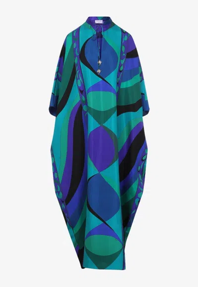 Pucci Pesci Print Maxi Kaftan In Multicolor