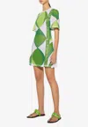 Pucci Graphic-print Short-sleeve Minidress In Green