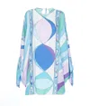 Pucci Pesci-print Silk Minidress In Blue