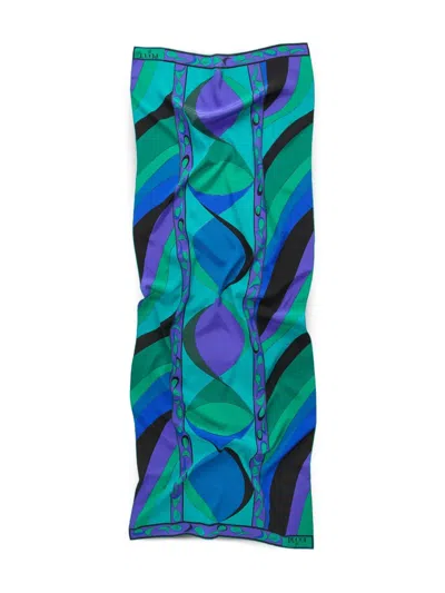 Pucci Pesci-print Silk Scarf In Green