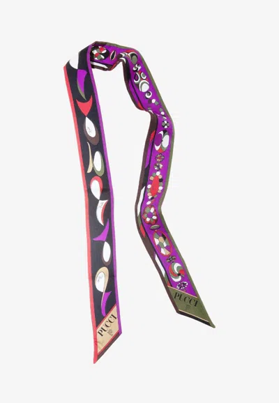Pucci Pesci Print Silk Scarf In Multicolor