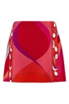 Pucci Pesci Silk Twill Miniskirt In Red