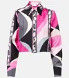 Pucci Pesci Print Cropped Silk Shirt In Multicoloured