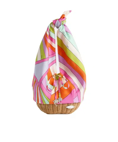 Pucci Picnic Iride-print Woven Bucket Bag In Multi