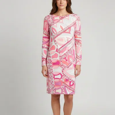 Pre-owned Pucci Pink Iride Print Jersey Shift Dress S