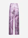 Pucci Orchidee Silk Twill Wide-leg Pants