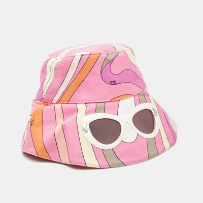 Pre-owned Pucci Pink Print Cotton Sunglass Detail Bucket Hat M