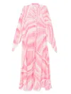 Pucci Abstract Pattern Cotton Kaftan Dress In Pink