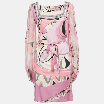 Pre-owned Pucci Pink Printed Silk Mini Dress M