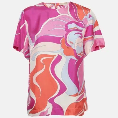 Pre-owned Pucci Pink Printed Silk Top M