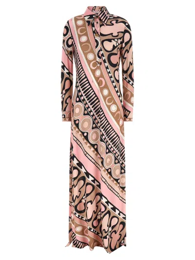 Pucci Pink Soleil Print Chemisier Dress In Multi