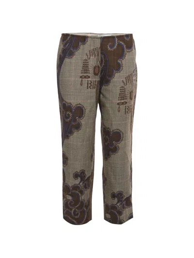 Pre-owned Pucci Plaid Straight-fit Trousers In Brown