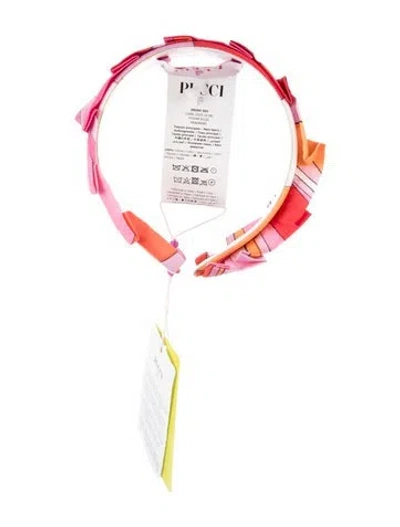 Pre-owned Pucci Pleated Multicolor Headband In Red