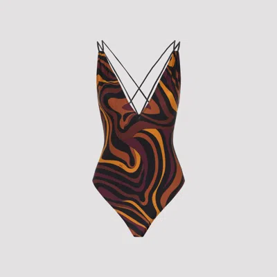 Pucci Plunging V-neck One-piece Swimsuit In Multi