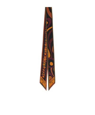 Pucci Pointed-tip Silk Scarf In Bordeaux Gold
