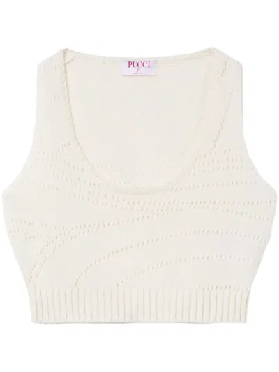 Pucci Pointelle-knit Cashmere Top In White