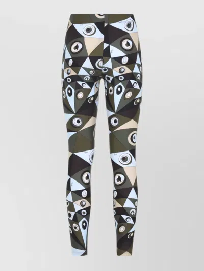 Pucci Polyamide Leggings Geometric Pattern High Waist In Multi