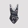 Pucci Abstract Pattern V-neck Bikini With Spaghetti Straps In Black