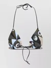 Pucci Polyamide Triangle Bikini Top Geometric Pattern In Green