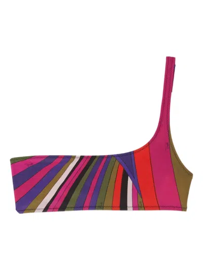 Pucci Print One-shoulder Bikini Top In Multi