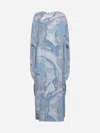 Pucci Orchidee-print Silk Kaftan In Sky Blue,pink